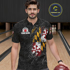 Vintage Maryland Flag Bowling Shirts Custom Patriotic Bowling Team Jersey