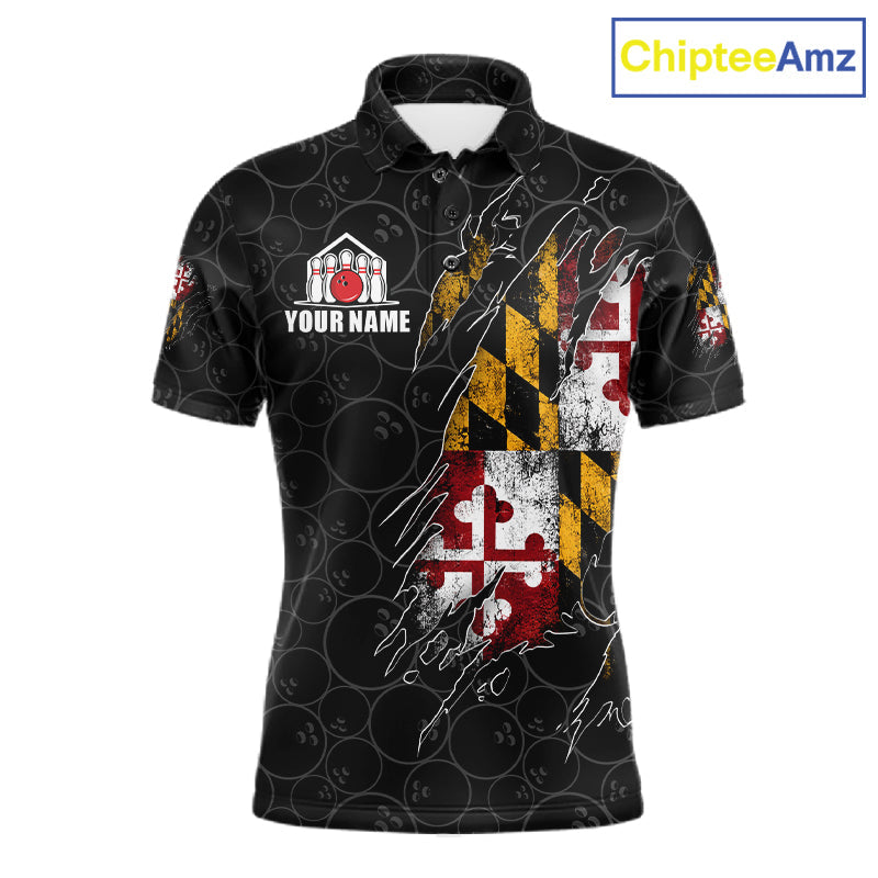 Vintage Maryland Flag Bowling Shirts Custom Patriotic Bowling Team Jersey