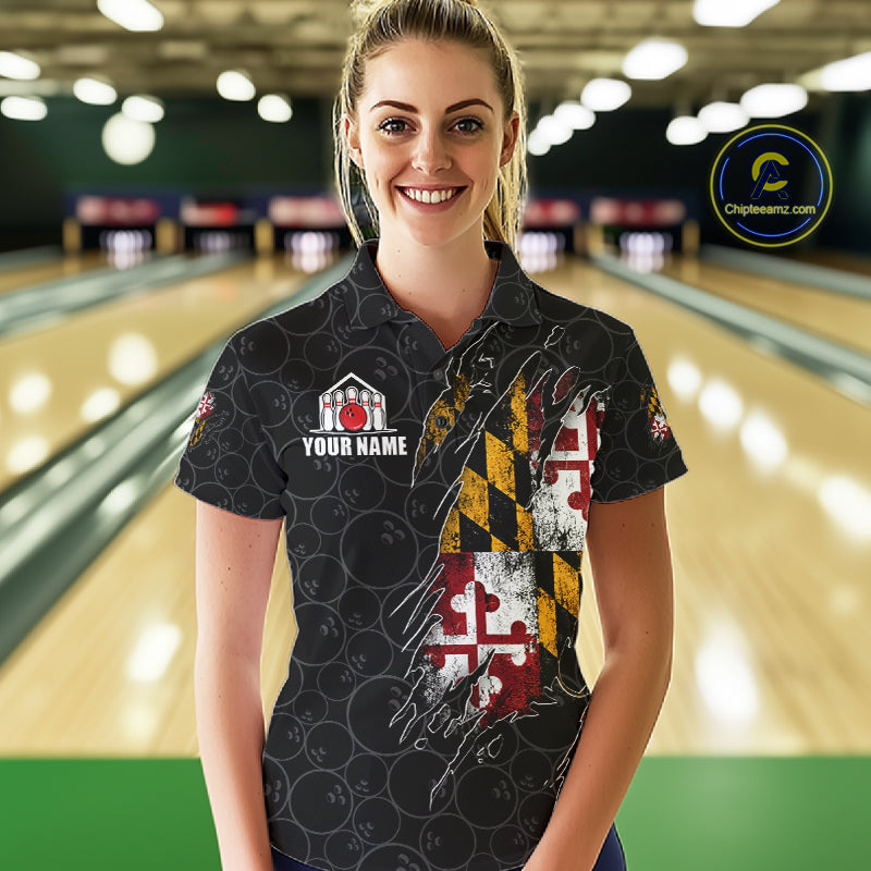 Vintage Maryland Flag Bowling Shirts Custom Patriotic Bowling Team Jersey