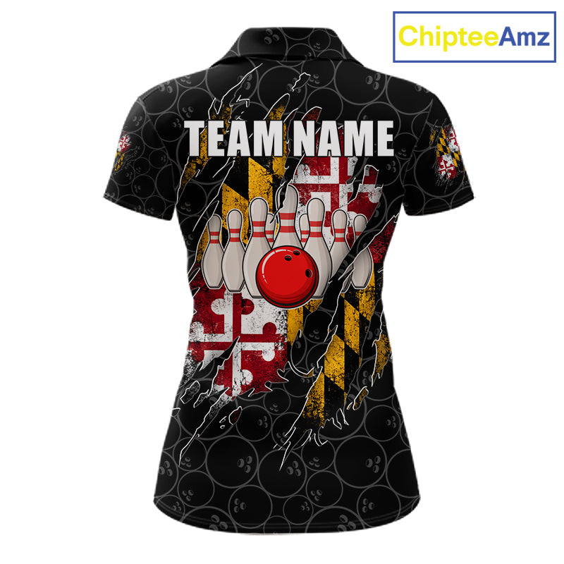 Vintage Maryland Flag Bowling Shirts Custom Patriotic Bowling Team Jersey