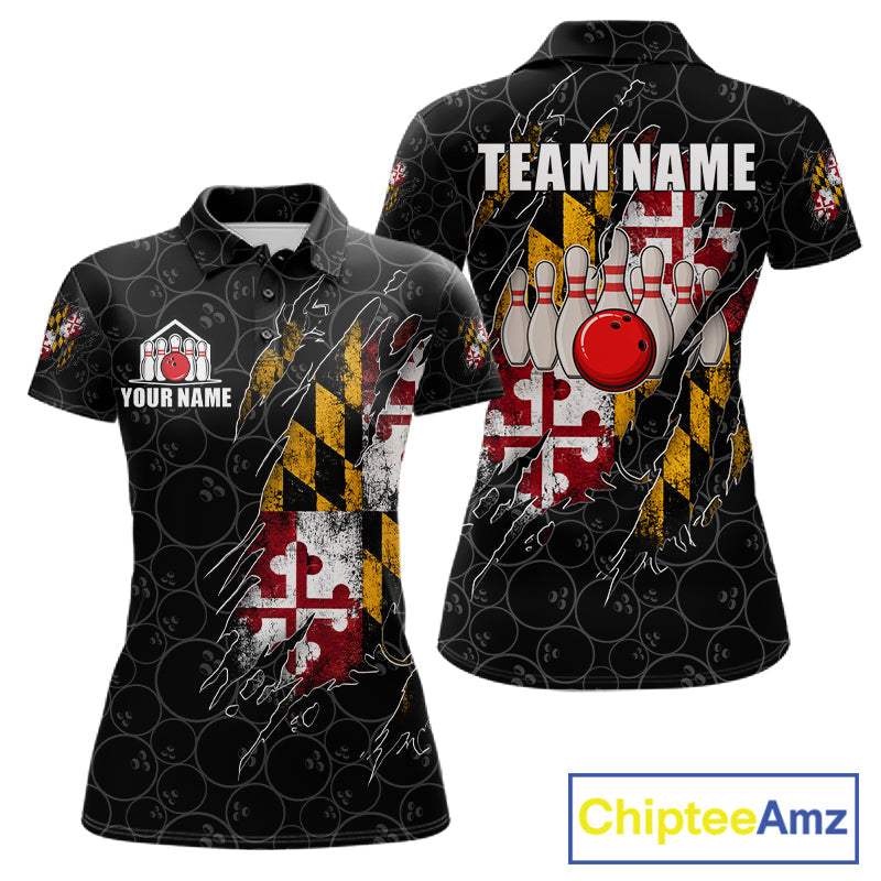 Vintage Maryland Flag Bowling Shirts Custom Patriotic Bowling Team Jersey