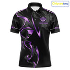 Custom Black And Purple 8 Ball Crown Billiard Shirts, Pool Team Jersey Polo & 1/4 Zip