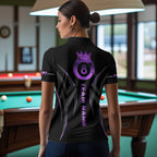 Custom Black And Purple 8 Ball Crown Billiard Shirts, Pool Team Jersey Polo & 1/4 Zip