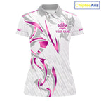 Custom White And Pink 8 Ball Crown Billiard Shirts, Pool Team Jersey Polo & 1/4 Zip