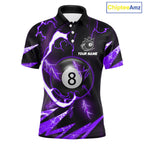 Personalized Purple 8 Ball Pool Billiard Shirts Custom Thunder Lightning Pool Jerseys