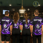 Personalized Purple 8 Ball Pool Billiard Shirts Custom Thunder Lightning Pool Jerseys