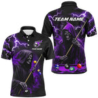 Purple Grim Reaper Billiard Shirts Custom Thunder Lightning Team League Billiard Jerseys