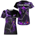Purple Grim Reaper Billiard T Shirt Custom Thunder Lightning 8 Ball Pool Team Jersey