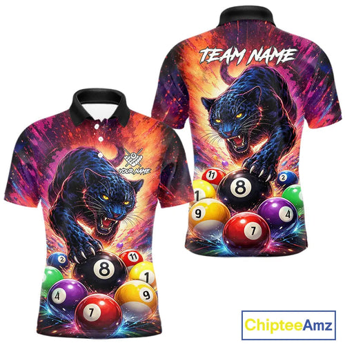 Colorful Billiard Balls Panther 8 Ball Pool Shirt Custom Billiard Jersey Polo & 1/4 Zip