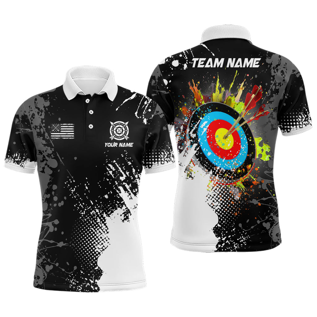 Personalized Paint White 3D Target Archery Polo & Quarter-Zip Shirts, Archery Jerseys Attires
