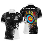 Personalized Paint White 3D Target Archery Polo & Quarter-Zip Shirts, Archery Jerseys Attires