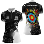 Personalized Paint White 3D Target Archery Polo & Quarter-Zip Shirts, Archery Jerseys Attires