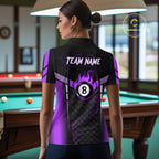 Personalized Purple 8 Ball Flame Billiard Polo & Quarter Zip, 8 Ball Pool Team Jersey