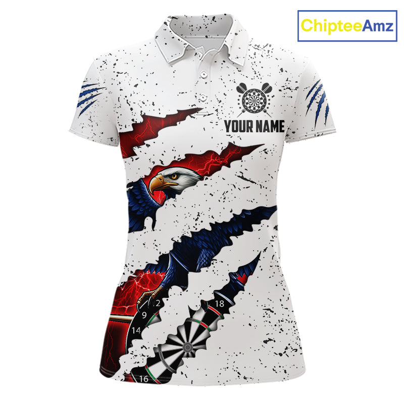 Customized Eagle Texas Flag White Grunge Darts Shirts, Patriotic Darts Team Jersey