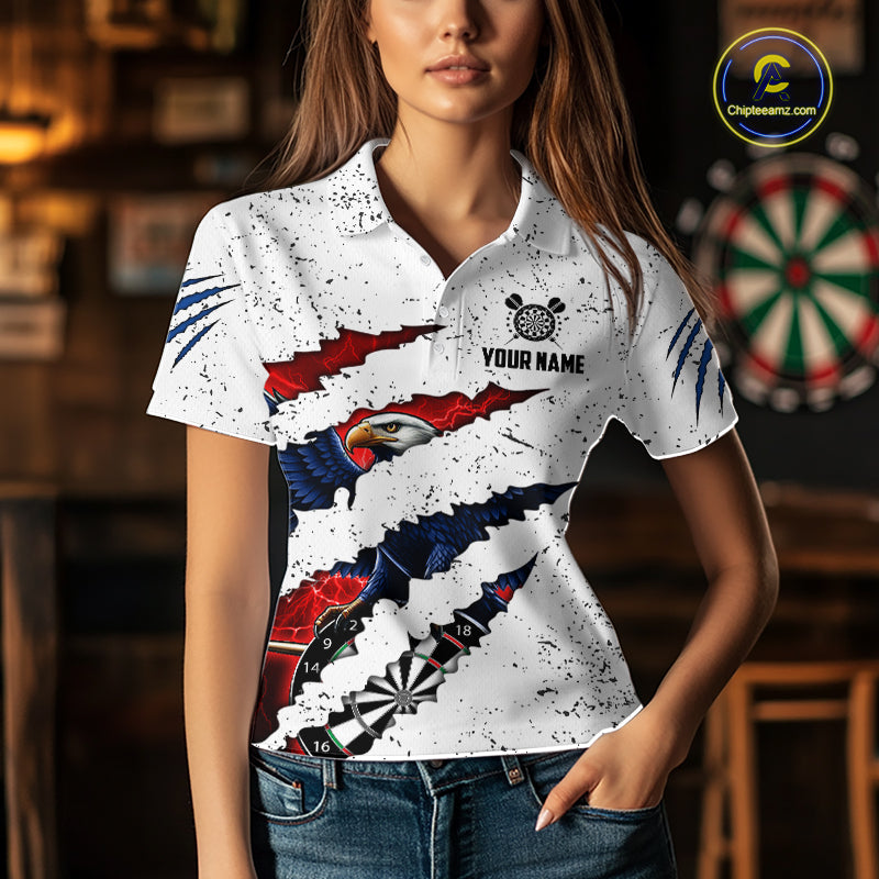 Customized Eagle Texas Flag White Grunge Darts Shirts, Patriotic Darts Team Jersey
