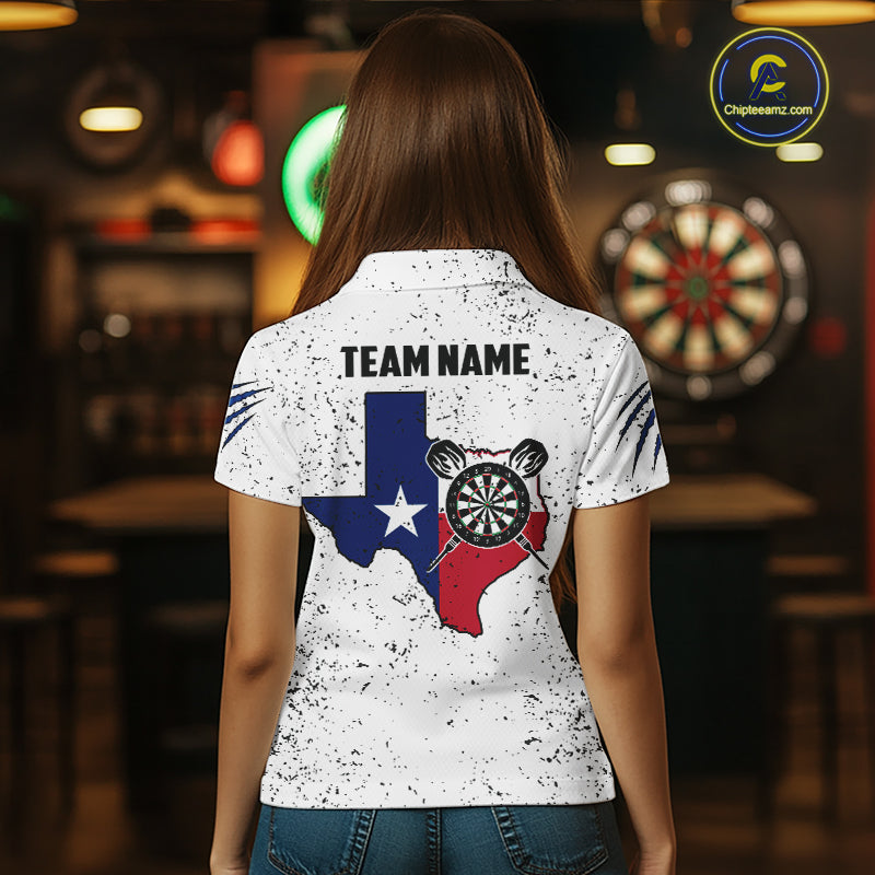 Customized Eagle Texas Flag White Grunge Darts Shirts, Patriotic Darts Team Jersey