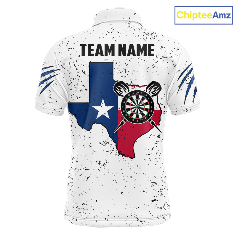Customized Eagle Texas Flag White Grunge Darts Shirts, Patriotic Darts Team Jersey