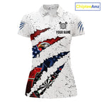 Customized Eagle American Flag White Grunge Darts Shirts, Patriotic Darts Team Jersey