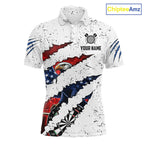 Customized Eagle American Flag White Grunge Darts Shirts, Patriotic Darts Team Jersey