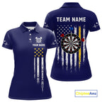 Customized Navy Blue American Flag Darts Shirt, Patriotic Darts League Team Jersey