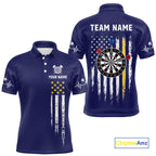 Customized Navy Blue American Flag Darts Shirt, Patriotic Darts League Team Jersey