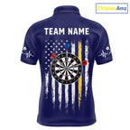 Customized Navy Blue American Flag Darts Shirt, Patriotic Darts League Team Jersey