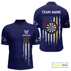 Customized Navy Blue American Flag Darts Shirt, Patriotic Darts League Team Jersey