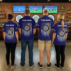 Customized Navy Blue American Flag Darts Shirt, Patriotic Darts League Team Jersey