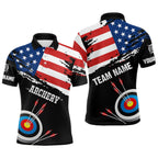 Personalized Grunge USA Flag Archery Shirts Custom Patriotic 4Th Of July Archery Jerseys