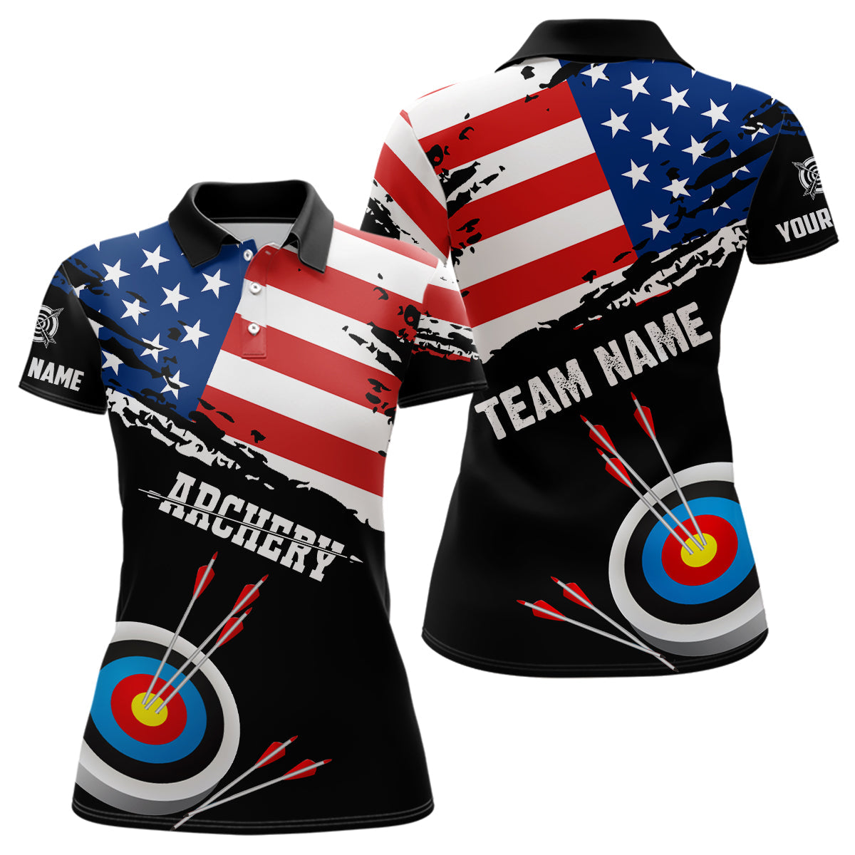 Personalized Grunge USA Flag Archery Shirts Custom Patriotic 4Th Of July Archery Jerseys