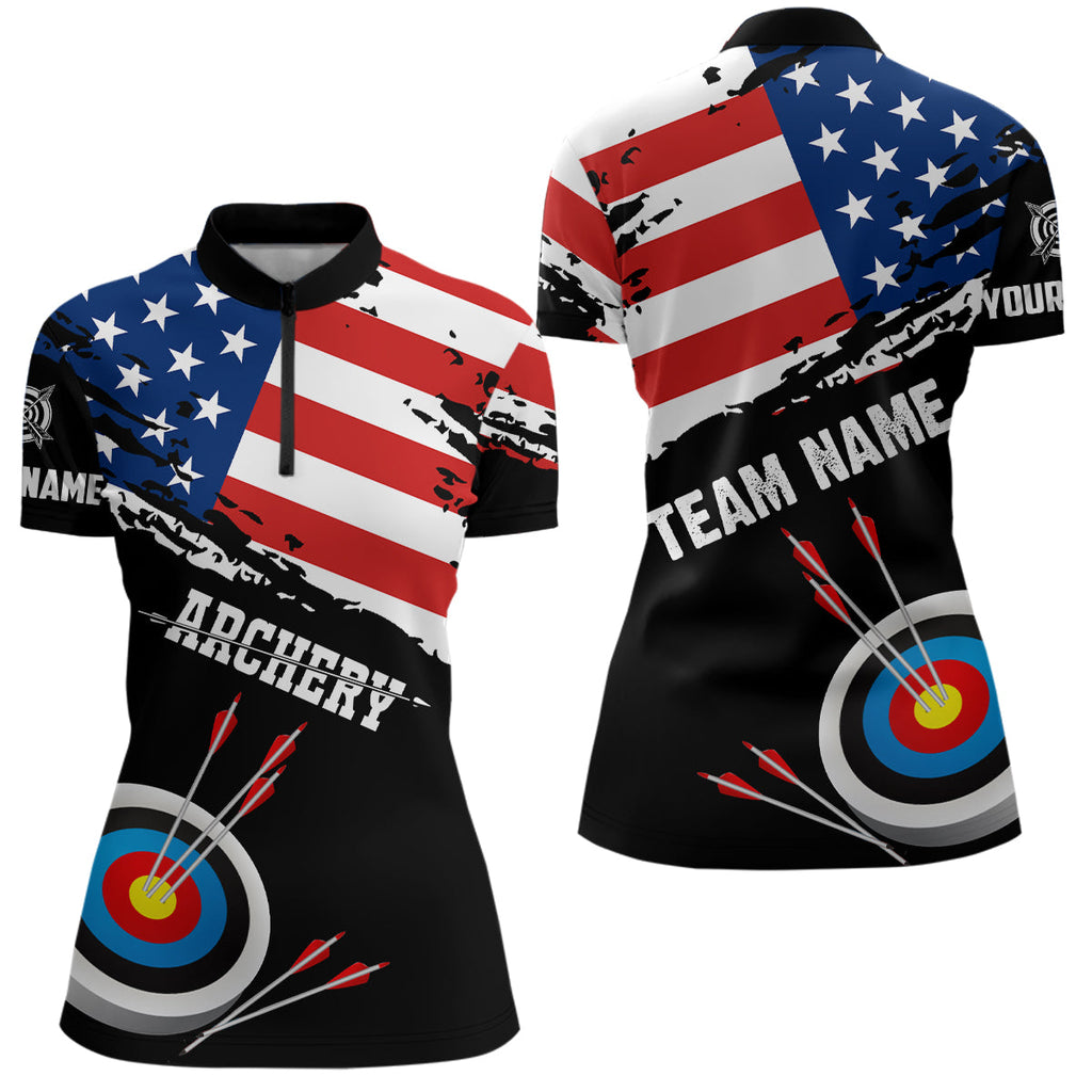Personalized Grunge USA Flag Archery Shirts Custom Patriotic 4Th Of July Archery Jerseys