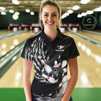 Personalized Black And White Flame Bowling Jersey Custom Bowling League Team Shirts
