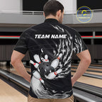 Personalized Black And White Flame Bowling Jersey Custom Bowling League Team Shirts