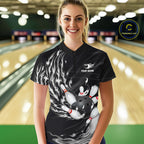 Personalized Black And White Flame Bowling Jersey Custom Bowling League Team Shirts