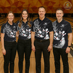 Personalized Black And White Flame Bowling Jersey Custom Bowling League Team Shirts