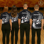 Personalized Black And White Flame Bowling Jersey Custom Bowling League Team Shirts