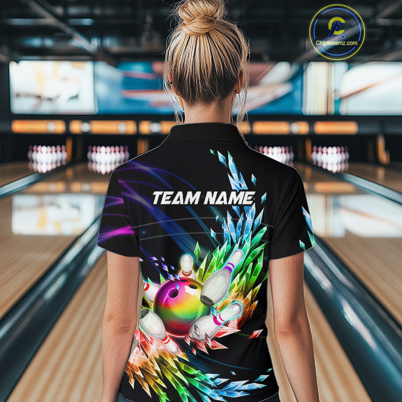 Personalized Icy Colorful Bowling Jersey Custom Bowling Team Shirts Polo & Quarter Zip
