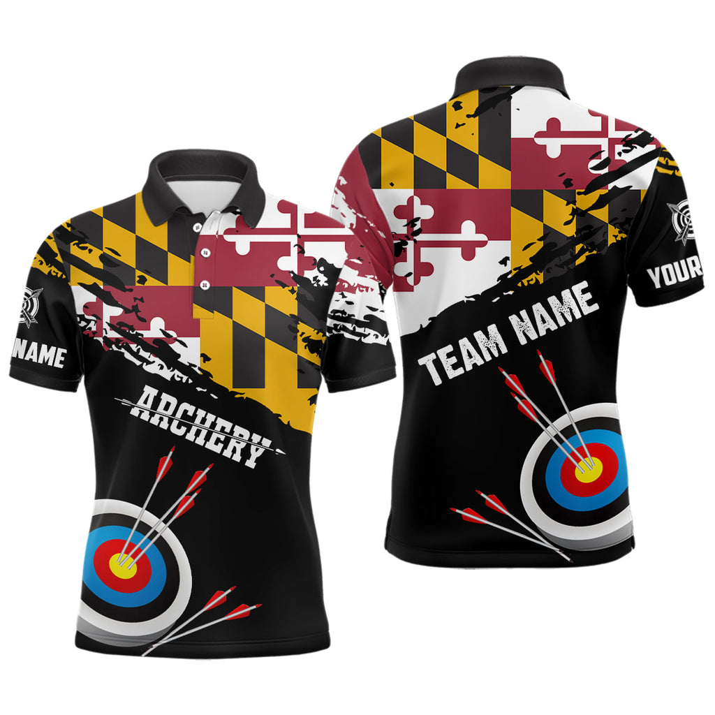 Custom Grunge Maryland Flag Archery Shirts, Patriotic Archery Jersey 3D Target Shirts