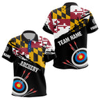 Custom Grunge Maryland Flag Archery Shirts, Patriotic Archery Jersey 3D Target Shirts