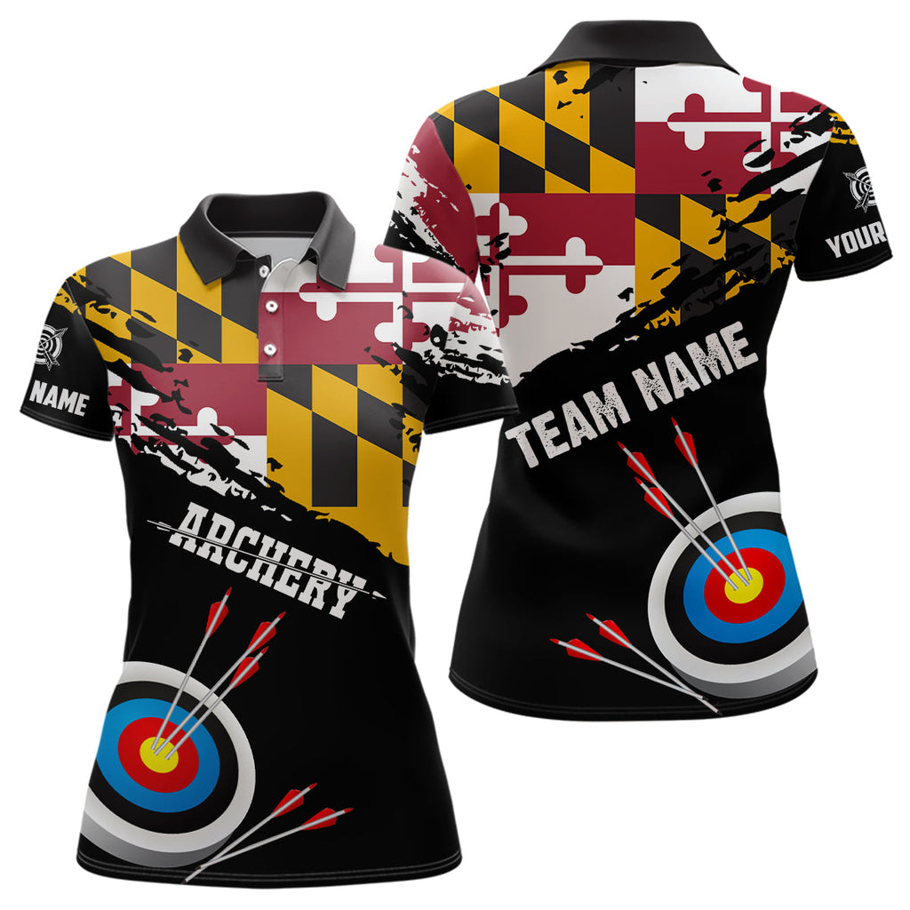 Custom Grunge Maryland Flag Archery Shirts, Patriotic Archery Jersey 3D Target Shirts