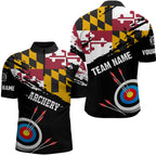 Custom Grunge Maryland Flag Archery Shirts, Patriotic Archery Jersey 3D Target Shirts