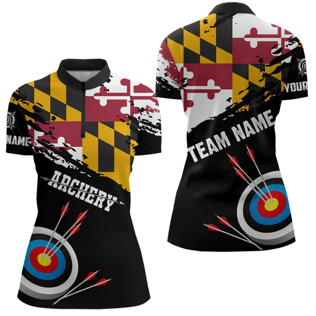 Custom Grunge Maryland Flag Archery Shirts, Patriotic Archery Jersey 3D Target Shirts