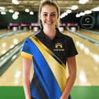 Custom Blue And Gold Bowling Shirts, Bowling League Team Jersey Bowling Tournament Shirts