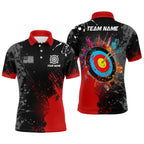 Personalized Paint Red 3D Target Archery Polo Shirts Custom Name Archery Jerseys Attire