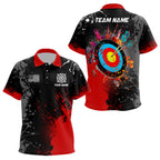 Personalized Paint Red 3D Target Archery Polo Shirts Custom Name Archery Jerseys Attire