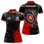 Personalized Paint Red 3D Target Archery Polo Shirts Custom Name Archery Jerseys Attire