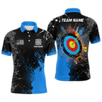 Personalized Paint Blue 3D Target Archery Polo Shirts Custom Name Archery Jerseys Attire