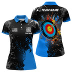 Personalized Paint Blue 3D Target Archery Polo Shirts Custom Name Archery Jerseys Attire