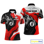 Personalized Black, Red And White 8 Ball Flame Billiard Shirt Custom Pool Team Jerseys