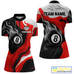 Personalized Black, Red And White 8 Ball Flame Billiard Shirt Custom Pool Team Jerseys